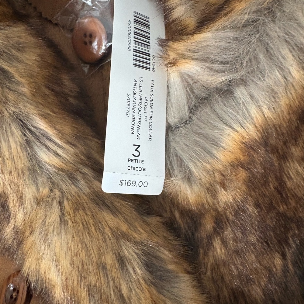 Chico's Brown Faux Fur Collar Jacket - Picture 4 of 9